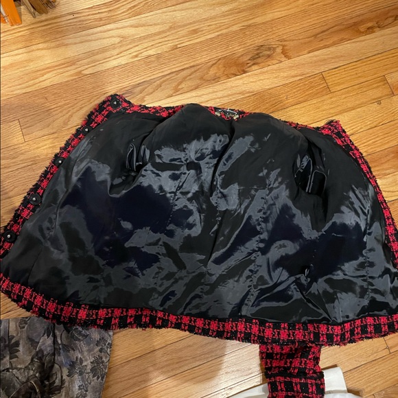 Wool Tweed Textured Houndstooth Plaid print Tomboy Preppy Work Fall Winter VGT - Picture 8 of 9